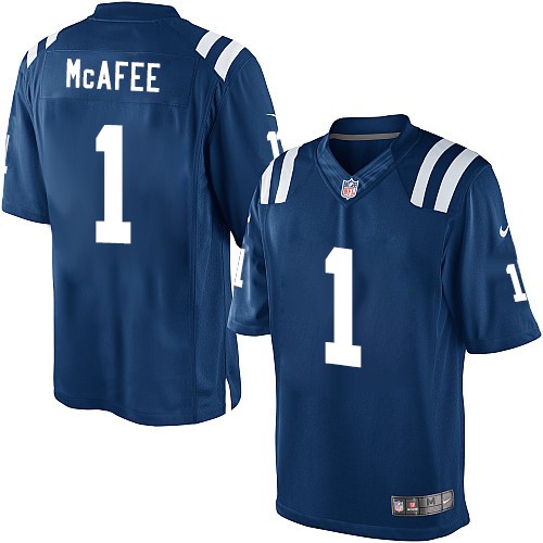 Men's Limited Pat McAfee Nike Jersey Royal Blue Home - #1 NFL Indianapolis Colts